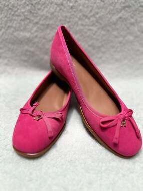 Naturalizer Women's Essential Ballet Flat Pink Flash Suede Bow Slip-On Shoes